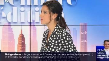 The polka dot shirt of Sophie Hébrard in the First Edition of BFMTV the 22.09.2020