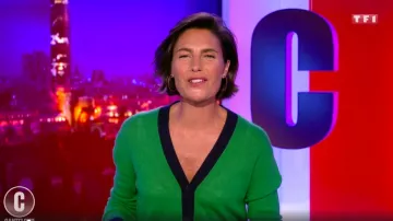 Le cardigan court bi color 100% cachemire light de Alessandra Sublet dans C'est Canteloup le 24.09.2020