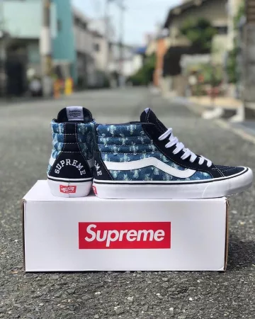 Vans Sk8-Hi Supreme Hole Punch Denim Blue on the account Instagram of @stockxstreetwear