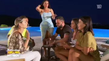 The sky blue dress tye and die of Milla Jasmine in The Marseillais vs the Rest of the world 5 Episode 24