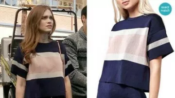 Topshop navy blue boxy tee worn by Lydia Martin (Holland Roden) in Teen Wolf (S06E05)