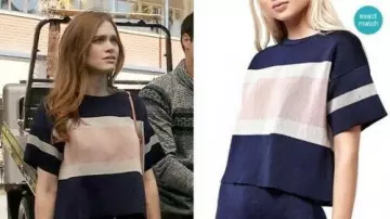 Topshop navy blue boxy tee worn by Lydia Martin (Holland Roden) in Teen Wolf (S06E05)