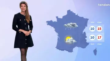 The black dress with buttons of Chloe Nabédian in Weather of France 2
