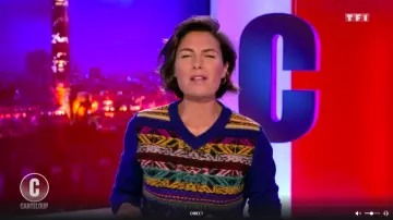 The sweater V jacquard reverse of Alessandra Sublet in It is Canteloup the 30.09.2020