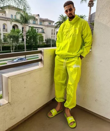Nike x Stussy Garment Dyed Windrunner porté par Miles Chamley-Watson sur l'Instagram account @fencer