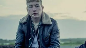Shearling Leather Jacket worn by Dympna as seen in Calm with Horses movie wardrobe