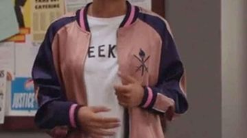 Opening Ceremony Silk Graphic Bomber Jacket worn by Zoey Johnson (Yara Shahidi) in grown-ish TV series outfits (Season 1 Episode 1)