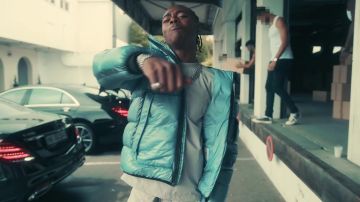 SHINY BLUE DOWN JACKET of Koba LaD in KOBA LAD - 7 BY 7 FT. FREEZE CORLEONE (OFFICIAL CLIP)