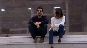 Valentino Navy Fireworks Print Sweatshirt worn by Daniel Levy in The Great Canadian Baking Show (S01E05)