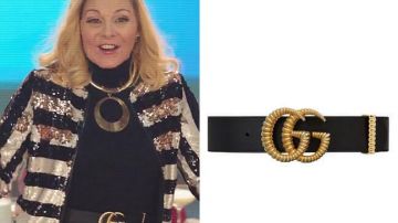 Topshop Black & White Striped Sequin Bomber Jacket worn by Margaret Monreaux (Kim Cattrall) in Filthy Rich TV series wardrobe (Season 1 Episode 5)