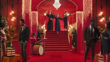 Shiny Blue Wrap Dress of Annie Murphy in A Call To Joy