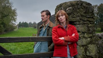 Red Wool Blend Jacket of Rosemary (Emily Blunt) in Wild Mountain Thyme