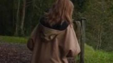 Brown Hooded Poncho of Rosemary (Emily Blunt) in Wild Mountain Thyme