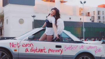 Marine Serre Women's Blue Padded Bustier Top In Navy worn by Jennie Kim in SOLO music video