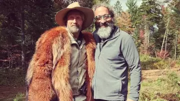 Brown Faux Fur Coat of Mayor Prentiss (Mads Mikkelsen) in Chaos Walking