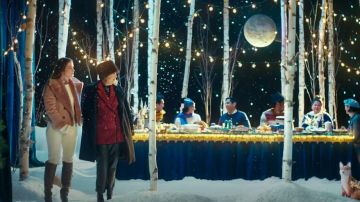 Pink coat of Annie Murphy in A Call To Joy