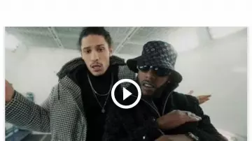 Down jacket 3/4 has tiles worn by Hatik in the clip La vida feat Elams.