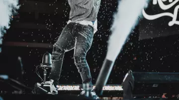 Trainers worn by Ski mask the slump god at Rolling loud LA 2019 of Ski Mask the Slump God in the YouTube video Ski Mask The Slump God - Catch Me Outside (Live @ Wireless 2019)