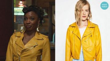 Chaqueta de cuero amarillo de Veronica Fisher (Shanola Hampton) en Shameless (S10E12)