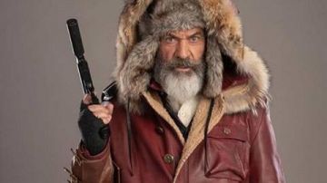 Maroon Fur Hooded Parka Leather Jacket of Chris (mel Gibson) in Fatman