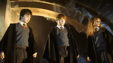 The black wizard's cloak worn by Harry Potter (Daniel Radcliffe) in the film Harry Potter and the Sorcerer's Stone