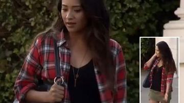 Shirt tartan red and black of Emily Fields (Shay Mitchell) in Pretty Little Liars (S03E09)