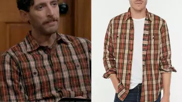 Chemise a carreaux tartan orange de Drew Dunbar (Thomas Middleditch) dans B Positive (S01E03)