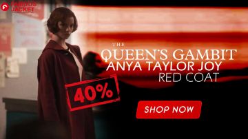 The Queens Gambit Red Coat worn by Anya Taylor Joy (Anya Taylor-Joy) in Creating The Queen's Gambit
