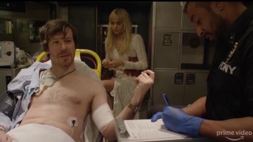 White lace dress worn by Yasmine (Sofia Boutella) in Modern Love (S01E05)