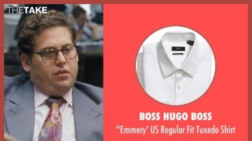 Camisa formal a rayas rosas usada por Donnie Azoff (Jonah Hill) en el vestuario de la película The Wolf of Wall Street