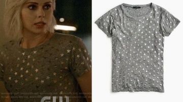 The J Crew Metallic Stars T-Shirt worn by Olivia Moore (Rose McIver) in iZombie (S05E03)