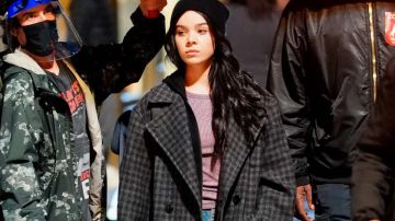 Purple Ribbed Knit Sweater worn by Kate Bishop (Hailee Steinfeld) on the set of Hawkeye TV series (Season 1)