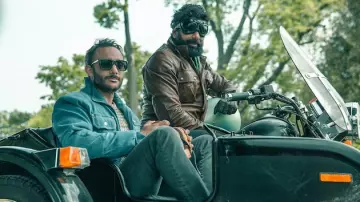 Brown leather jacket worn by The Jinn (Mousa Kraish) as seen in American Gods (Season 2 Episode 3)