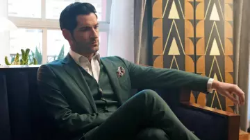 Dark Green 3 pieces Suit worn by Lucifer Morningstar (Tom Ellis) in Lucifer TV series (S03E17)