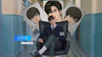 The navy blue jacket of Lee Soo Ho (Cha Eun-woo) in the credits of True Beauty (S01E01)