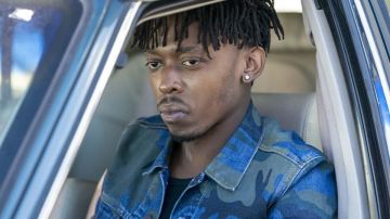 Levi's Camo Denim Trucker Jacket worn by Little Mo (Keith Machekanyanga) in Your Honor TV series outfits (Season 1 Episode 9)