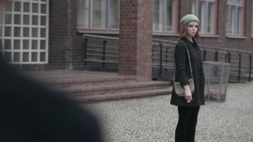 Black Wool Coat worn by Beth Harmon (Anya Taylor-Joy) as seen in The Queen's Gambit TV series (Season 1 Episode 6)