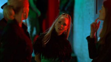 Kate Moss x Topshop Feather Cape worn by Keeley Jones (Juno Temple) in Ted Lasso (S01E07)