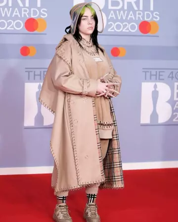 Burberry check socks worn by Billie Eilish on the red carpet of Brit Awards 2020