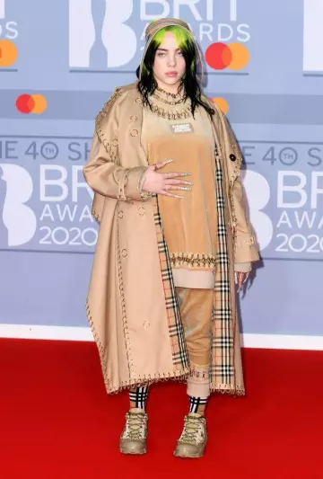 Burberry shoes worn by Billie Eilish on the red carpet of Brit Awards 2020 red carpet