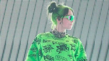 Billie x Freak City Graffiti T-shirt in green worn by Billie Eilish for Radio 1's Big Weekend in 2019
