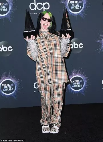 Burberry check pants worn by Billie Eilish for 2019 American Music Awards