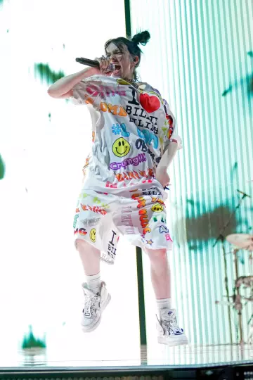 Freak City T-shirt and Pants set "I Love Billie Eilish" worn by Billie Eilish for her 2019 "When We All Fall Asleep" tour in Chicago 