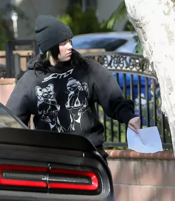 Good Girls Black Beanie worn by Billie Eilish out and about in Los Angeles February 14th, 2020