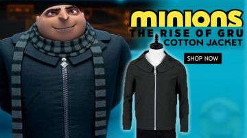 Steve Carell Minions The Rise of Gru Grey Cotton Jacket worn by Gru (Steve Carell) in Minions: The Rise of Gru