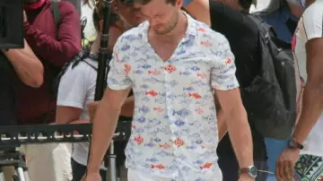 Fish Shirt worn by Edgar Jamie Dornan in Barb and Star Go to Vista Del Mar
