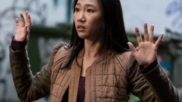 Brown quilted jacket worn by Nicky Shen (Olivia Liang) in Kung Fu TV show (Season 1 Episode 2)