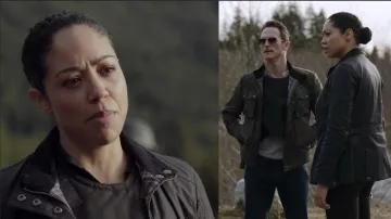 The Belstaff jacket worn by Finola Jones (Riann Steele) in the series Debris (Season 1 Episode 8)