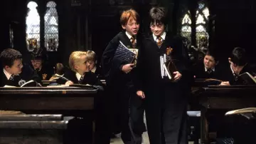The Gryffindor cape jacket worn by Harry Potter (Daniel Radcliffe) in the movie Harry Potter and the Sorcerer's Stone