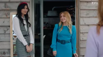 Short blue sweater dress worn by Judith Delcourt (Alice Varela) in Tomorrow belongs to us (Episode 903)